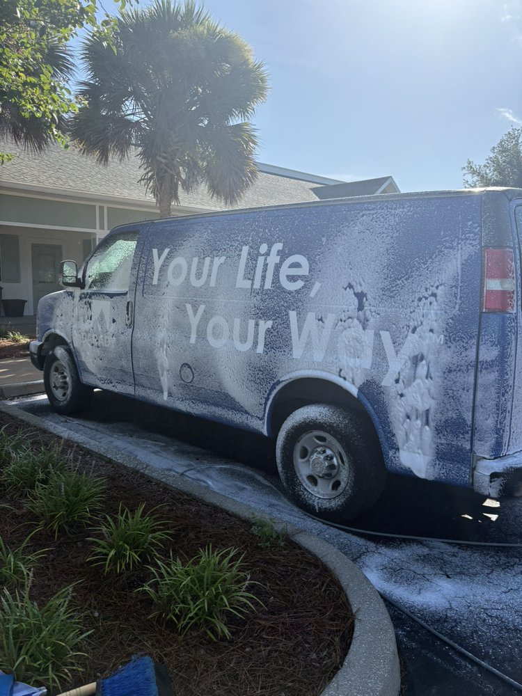 Company van mid foam wash during fleet service