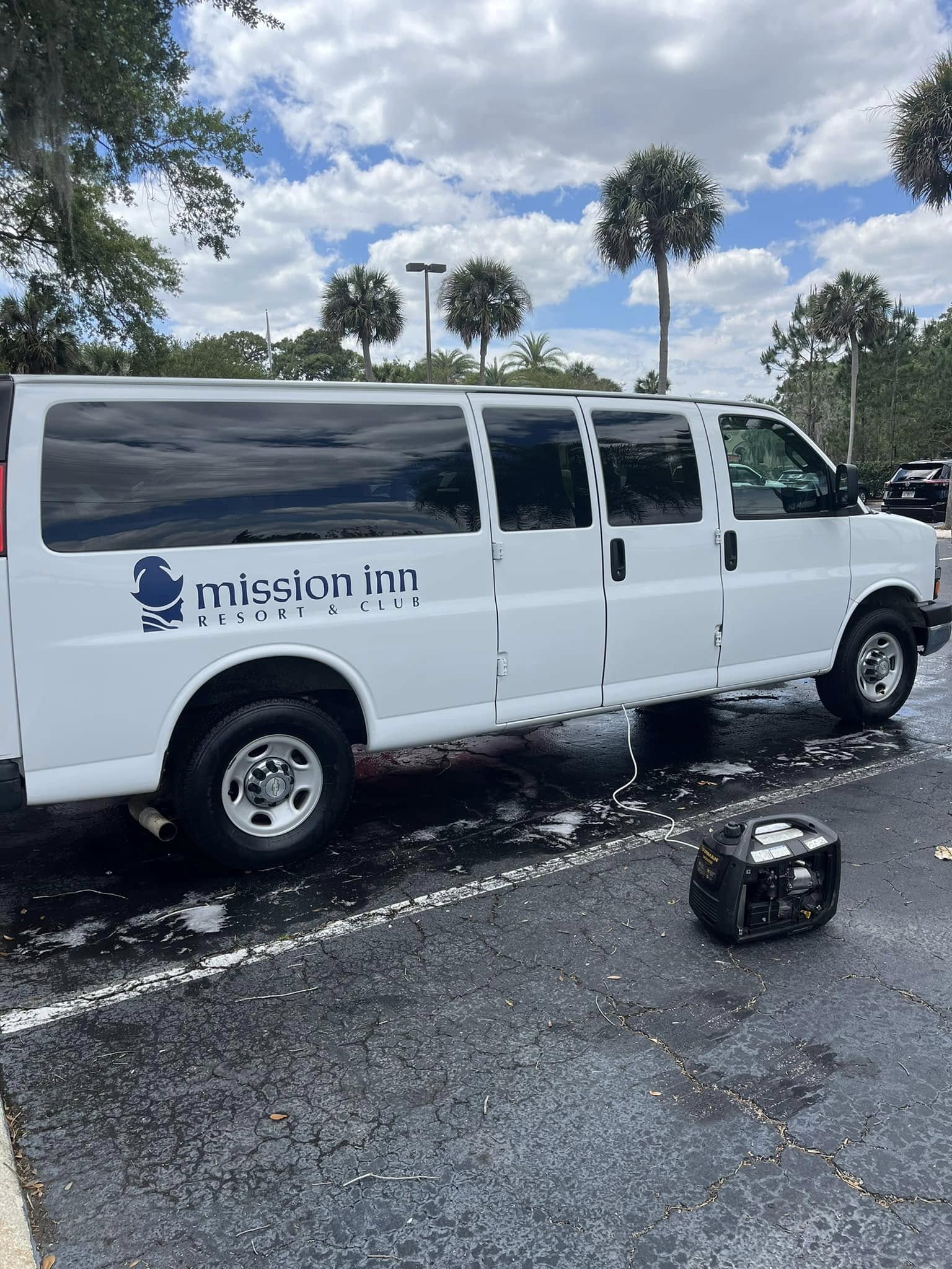 Mission Inn Resort passenger van detailed on-site