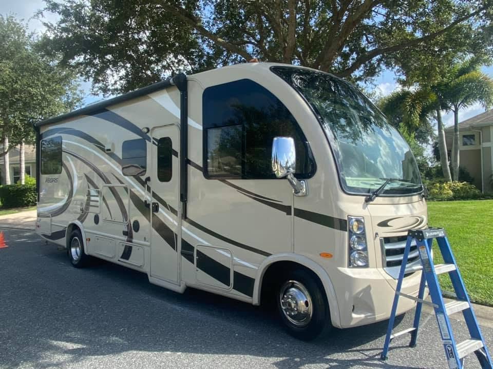 Class A motorhome washed and waxed in Lake County, FL